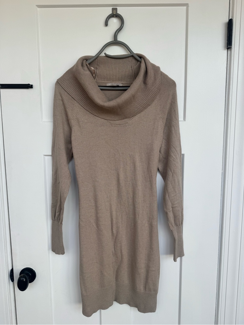 Banana Republic Medium Beige Sweater Dress with Cowl Neck